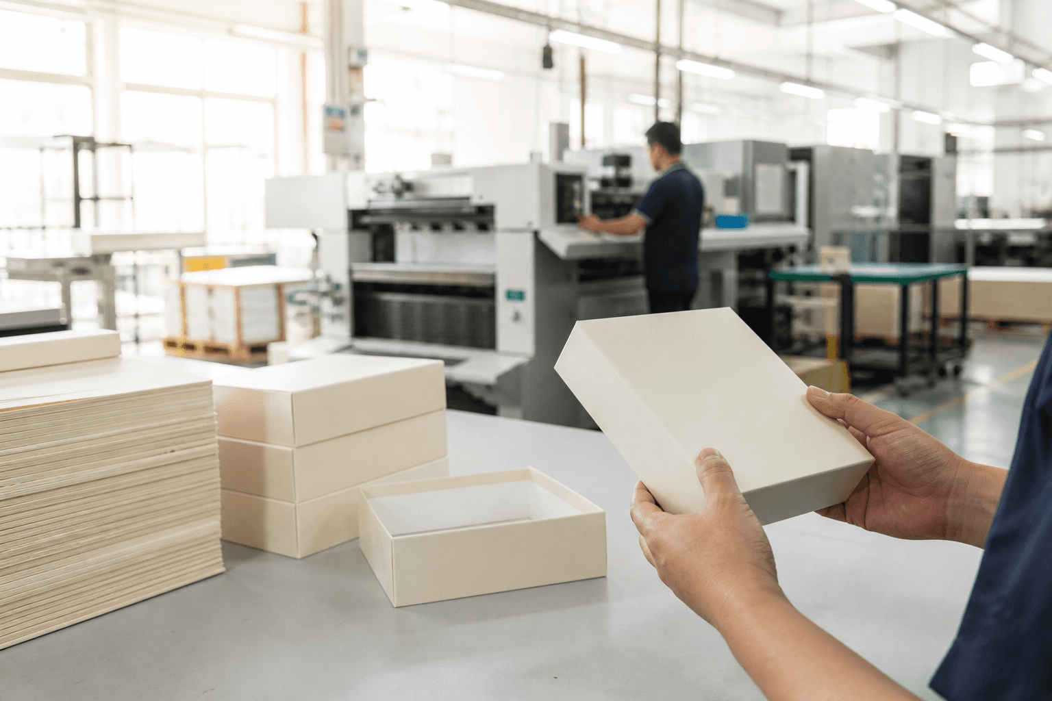 Packaging factory quality inspection of an unbranded rigid box