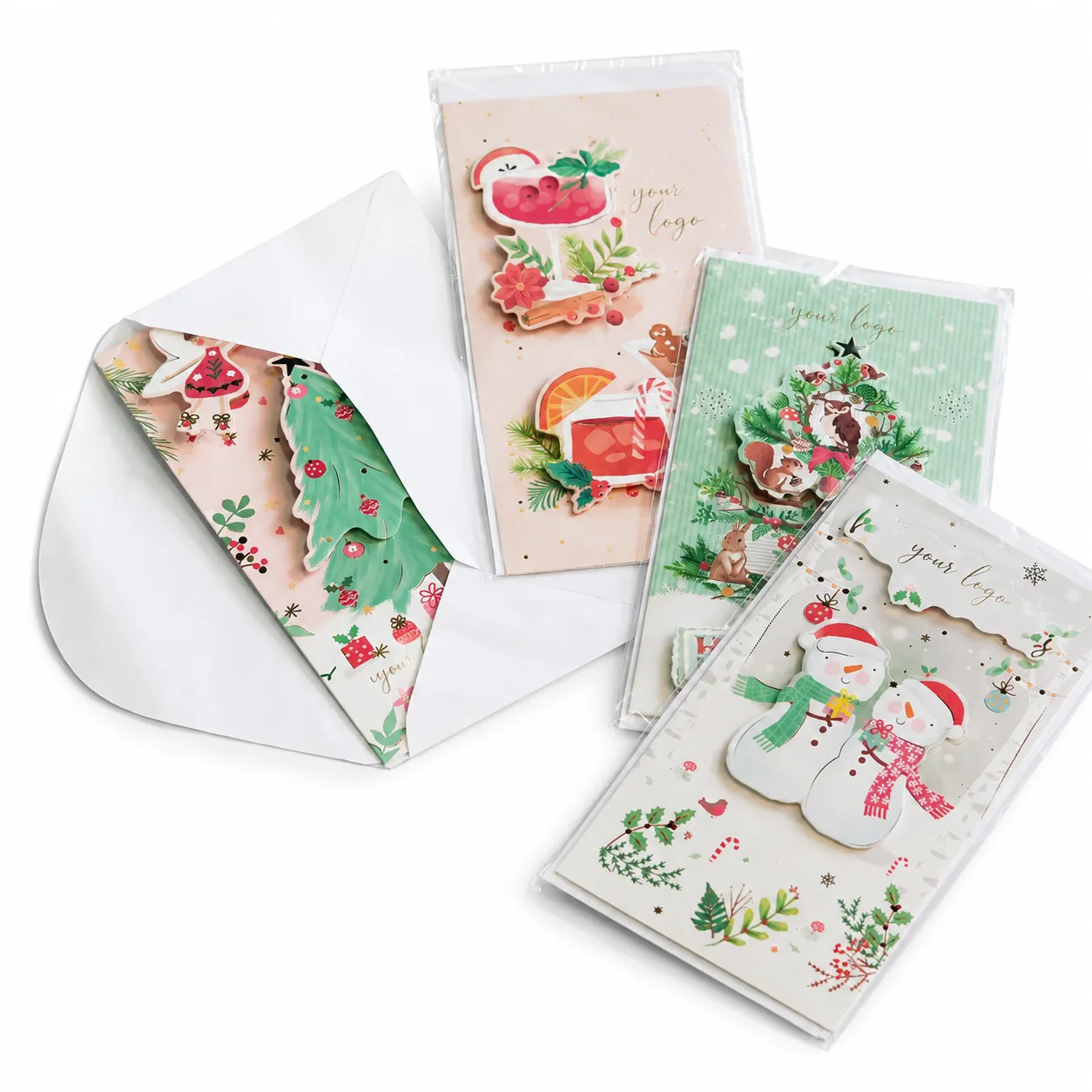 Custom Illustrated Christmas Greeting Card, view 2